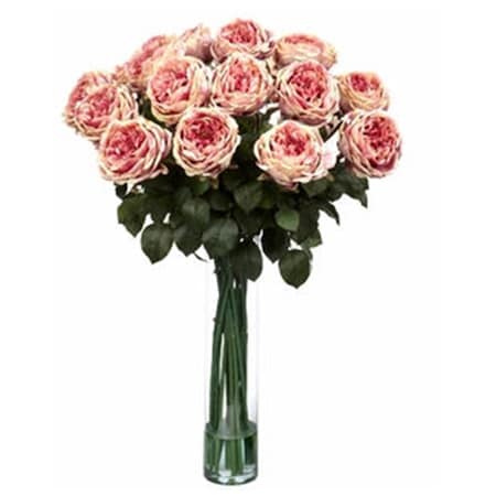 Nearly Natural Fancy Rose Silk Flower Arrangement in Pink, 1219PK 1219-PK